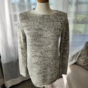 NWT $179 Club Monaco Women's M Hollie Chandails Wool Blend Gray White Sweater